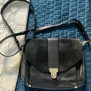 Sézane black mixed texture leather cross body bag/purse